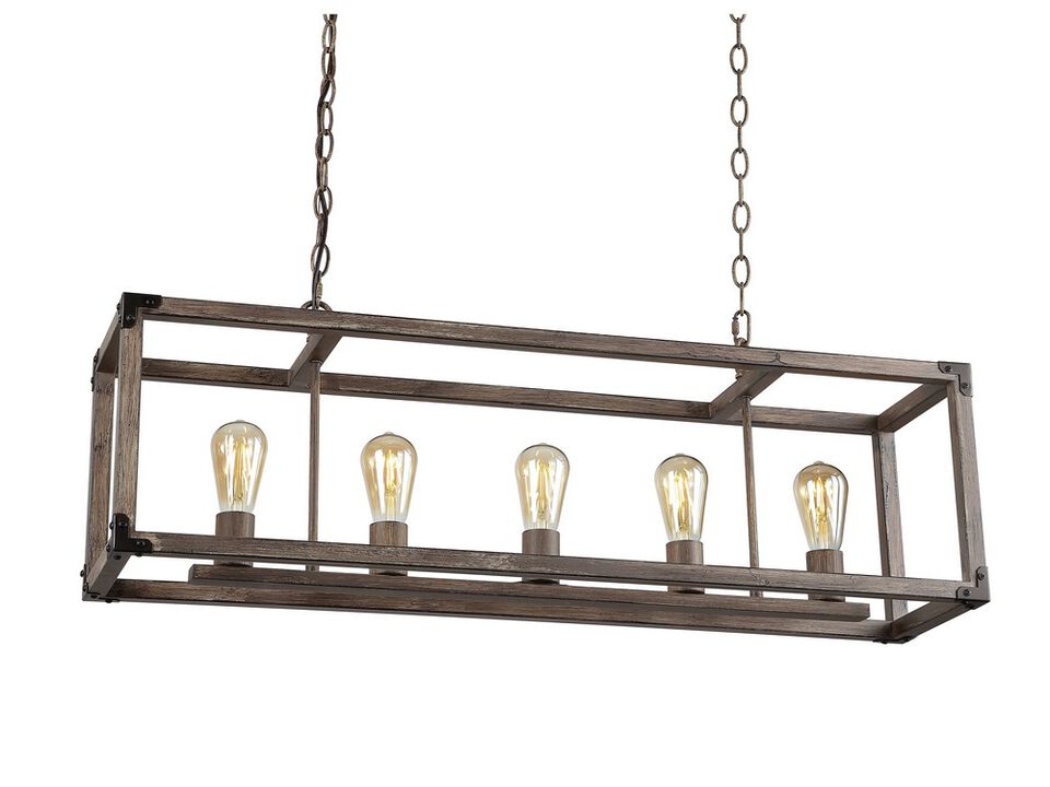 Magnolia 5-Light Linear Adjustable Iron Rustic Farmhouse LED Pendant