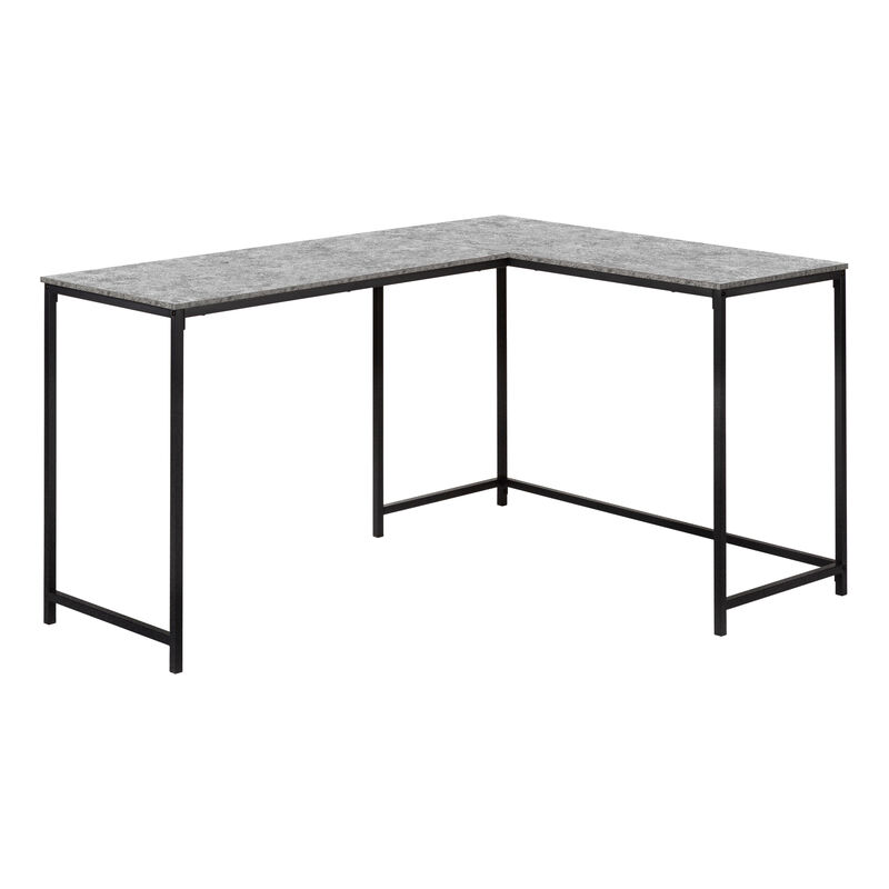 Monarch Specialties I 7392 Computer Desk, Home Office, Corner, 58"L, L Shape, Work, Laptop, Metal, Laminate, Grey, Black, Contemporary, Modern