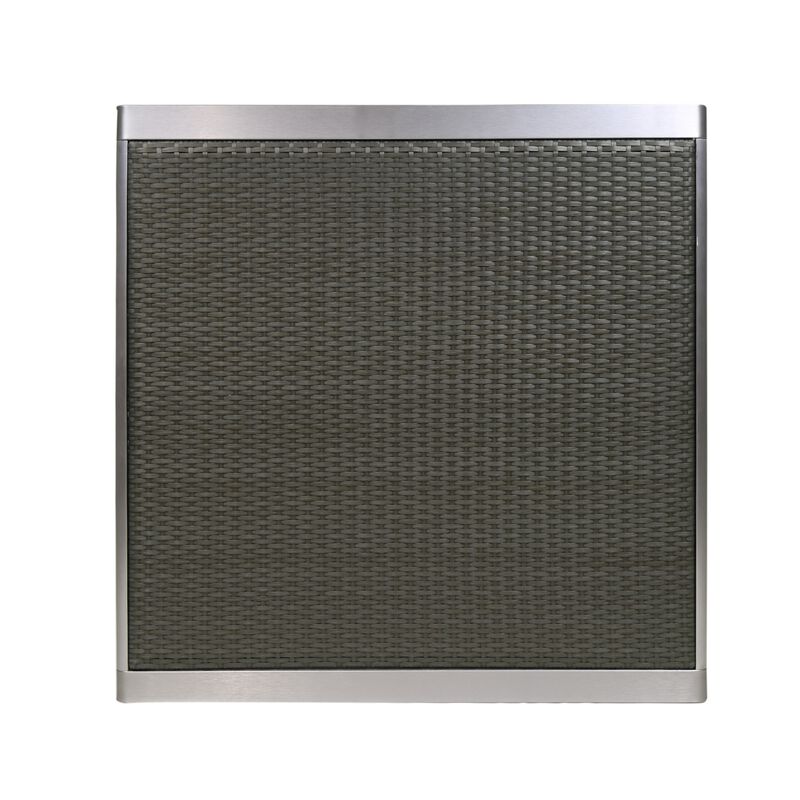 Kimi Dining Table, Outdoor Square 35 Inch Dark Gray Wicker Top, Aluminum - Benzara