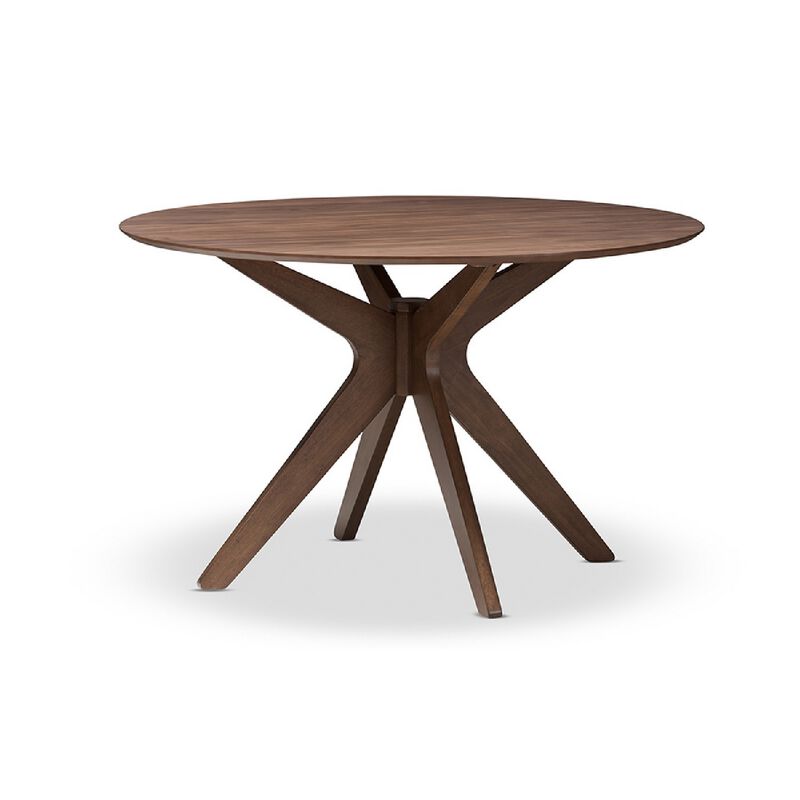 Baxton Studio Monte Walnut Wood 47-Inch Round Dining Table