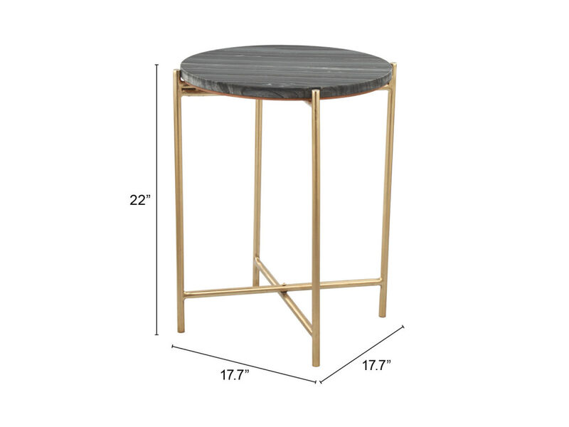 David Side Table Gray & Gold