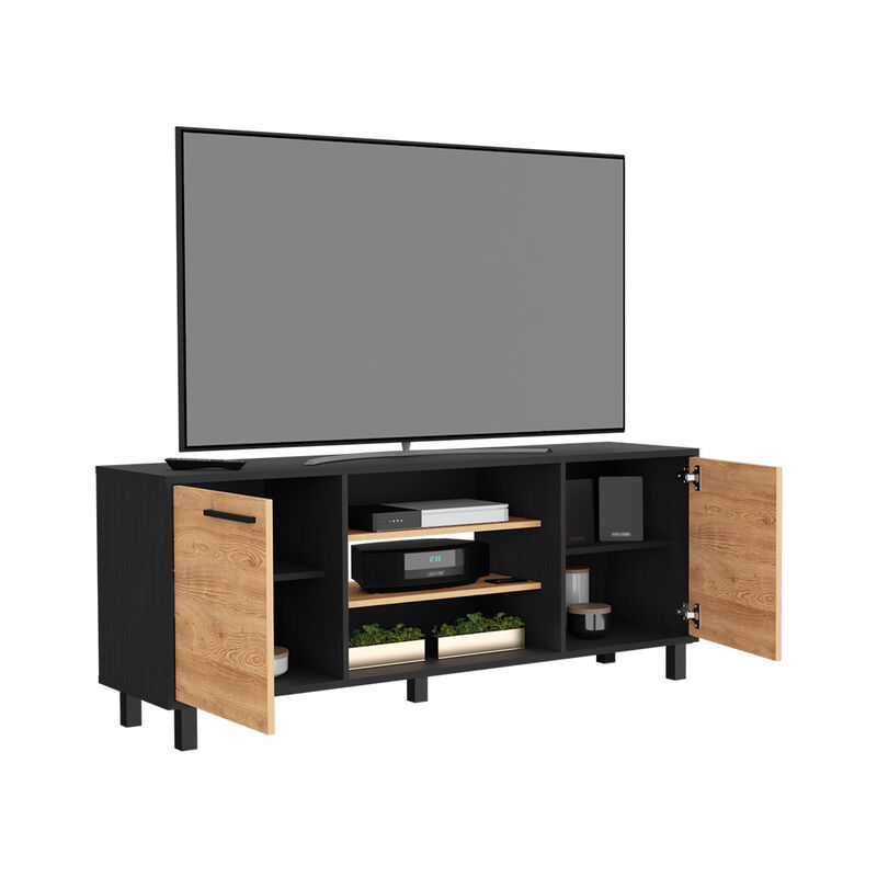 Tv Stand For Tv´S Up 55" Washington, Living Room, Black / Pine