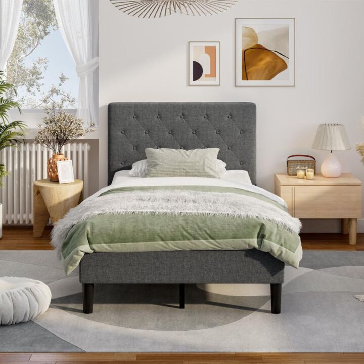 Hivvago Upholstered Bed Base with Button Stitched Headboard
