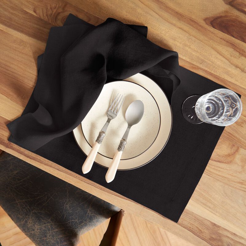 Solino Home 100% Pure Linen Placemats  Set of 6, 14 x 19 Inch | Sonoma