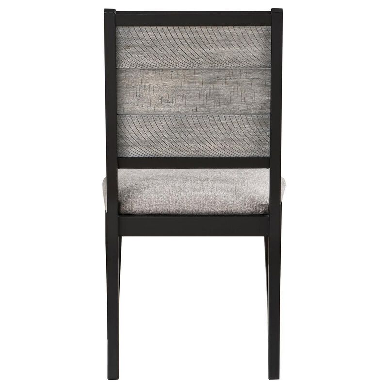 Elina 23 Inch Dining Chair, Set of 2, Plank Style Back, Gray Polyester - Benzara