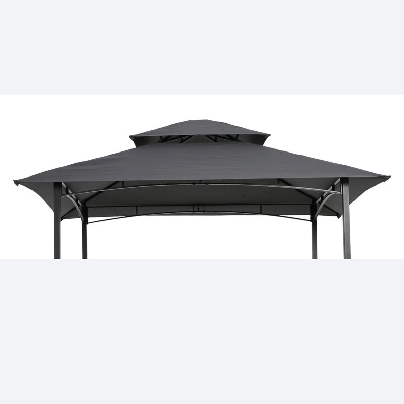 8x5FT Grill Gazebo Replacement Canopy, Double Tiered Bbq Tent Roof Top Cover