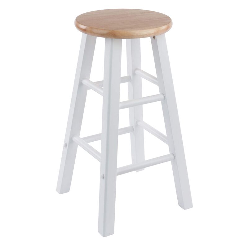 Casafoyer White and Natural 24" Counter Stool Set - Solid Wood, Sleek Design