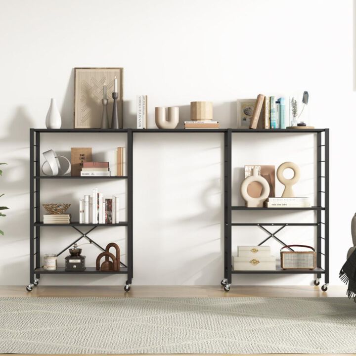 Hivvago 4-tier Foldable Storage Shelf for Tool Room Kitchen Living Room-Black