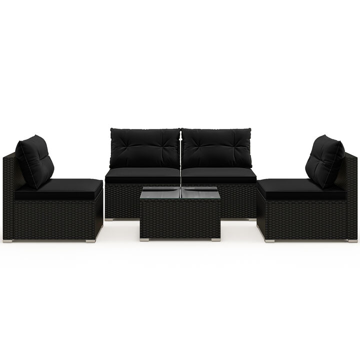 5-Piece Outdoor Patio Furniture Set with Cushions & Coffee Table for Garden or Backyard