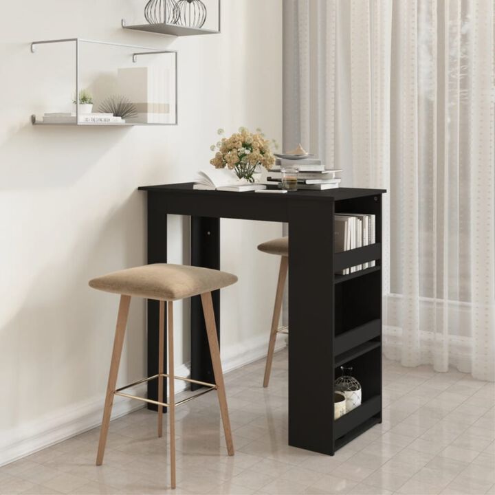 vidaXL Bar Table with Storage Rack Black 40.2"x19.7"x40.7" Chipboard