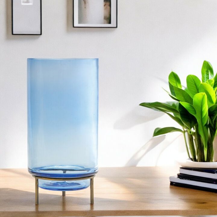 Decorative Glass Vase with Iron Base for Stylish Arrangements