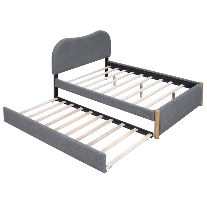 Merax Upholstered Platform Bed with Trundle