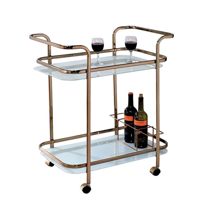 Tiana Contemporary Serving Cart In Champagne Finish - Benzara