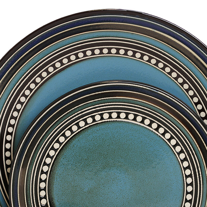 Gibson Elite CafÃ© Versailles 16 Piece Double Bowl Dinnerware Set - Blue