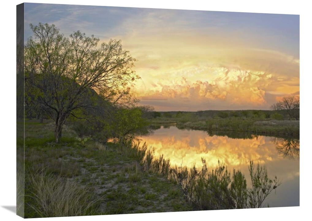 Storm clouds over South Llano River, South Llano River State Park, Texas-Canvas Art-32x24