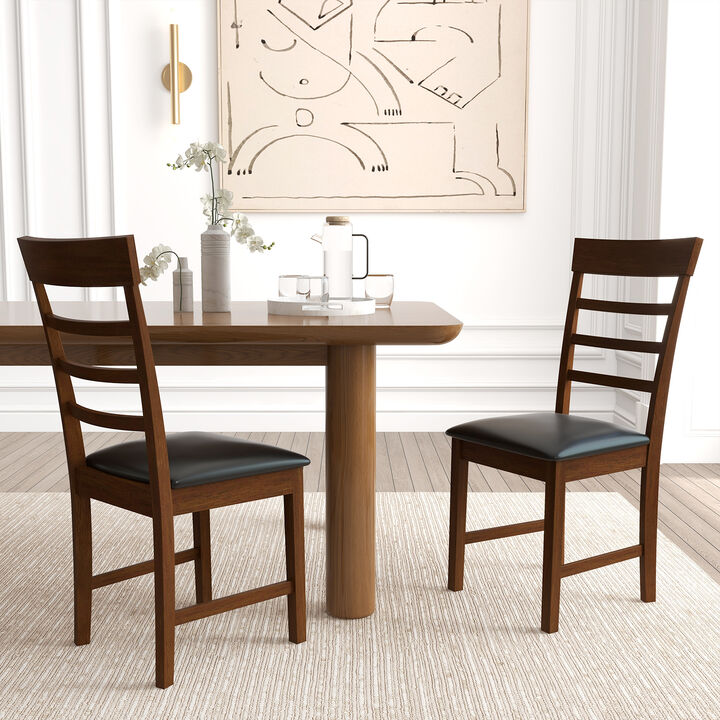 Wooden Dining Chair with Rubber Wood Frame Set of 2