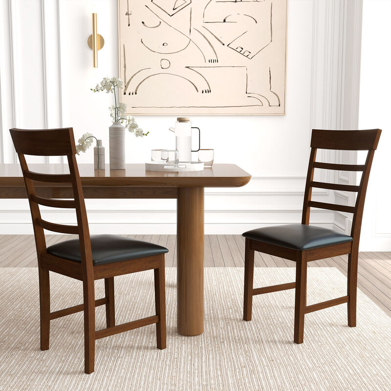 Wooden Dining Chair with Rubber Wood Frame Set of 2