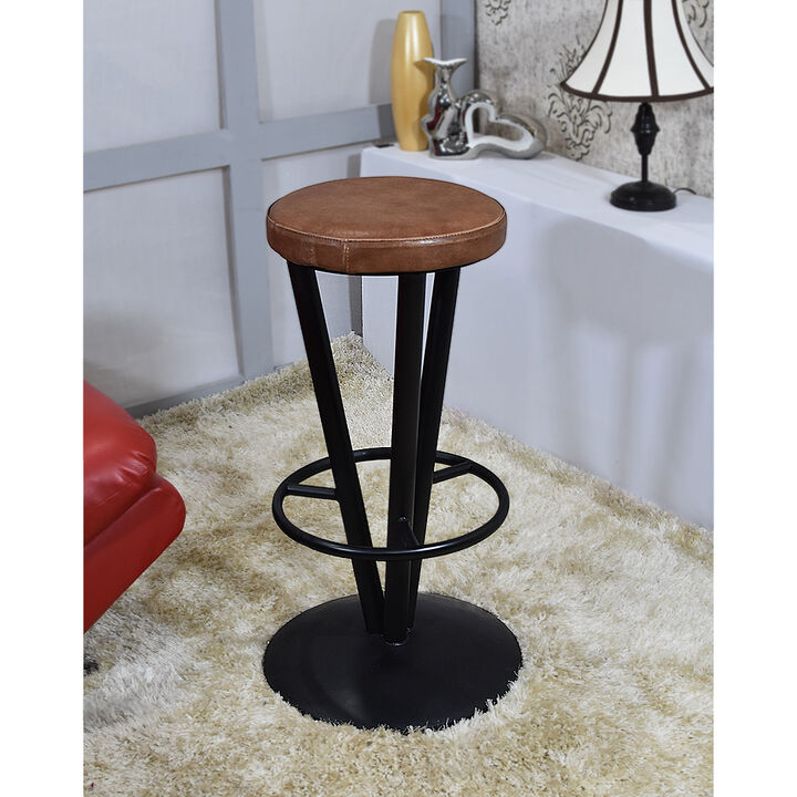 Handmade Bar Stool Iron & Leather Contemporary Black Tan BBH Homes