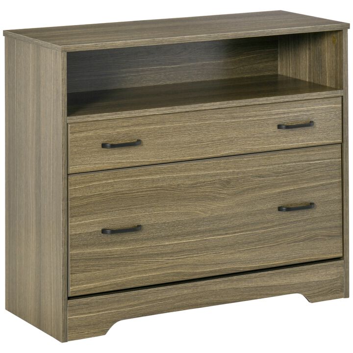 Charcoal Office Storage: Lateral Filing Cabinet with 2 Drawers