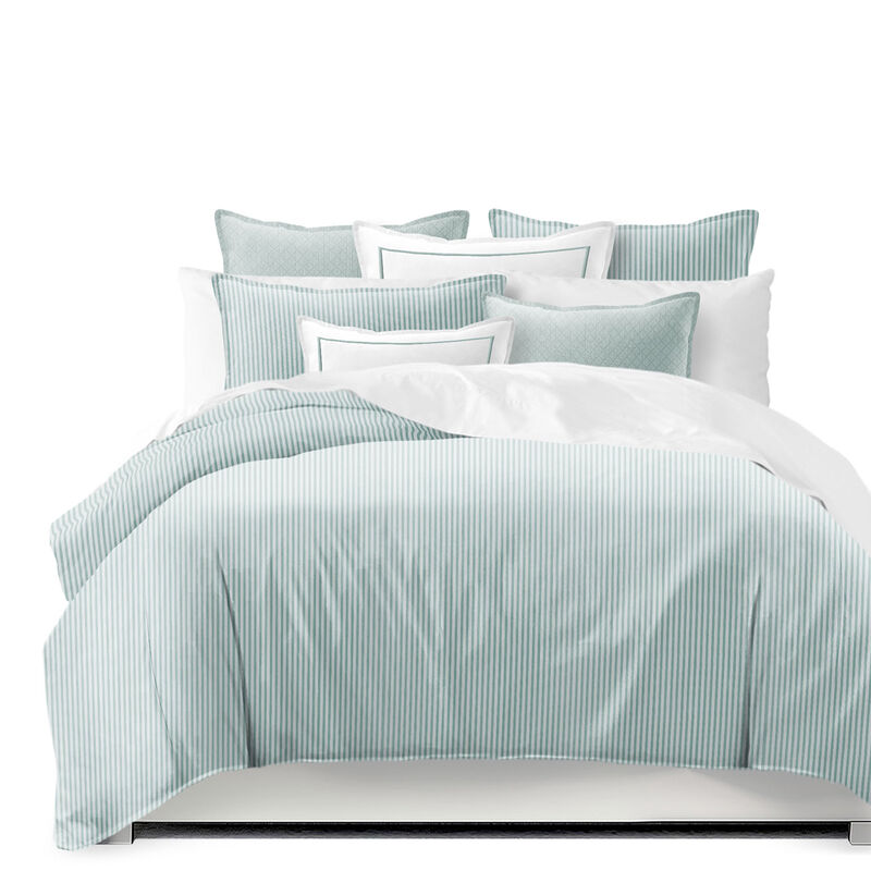 6ix Tailors Fine Linens Crown Stripe Glacier Coverlet Set