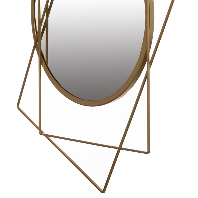 Uniquewise Decorative 20-inch Circle Mirror Featuring 2 Squares Shaped Gold Metal Frame - Perfect for Living Room, Bedroom, Vanity, Entryway, Hallway - Modern Wall Mounted Mirror with Sleek Design