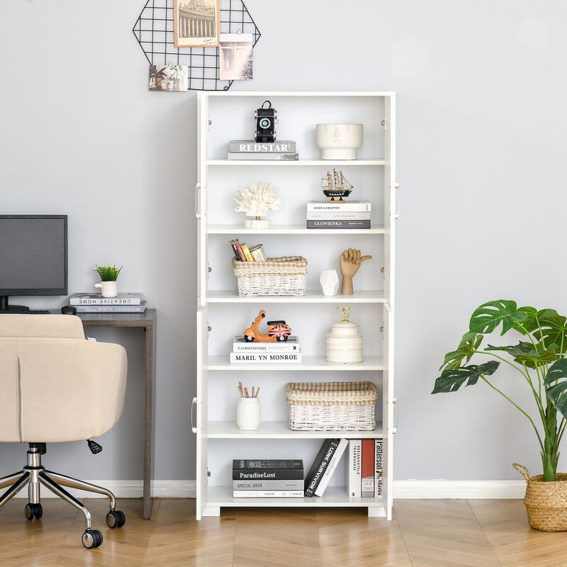 White Kitchen Storage: Industrial 4-Door Pantry Cabinet