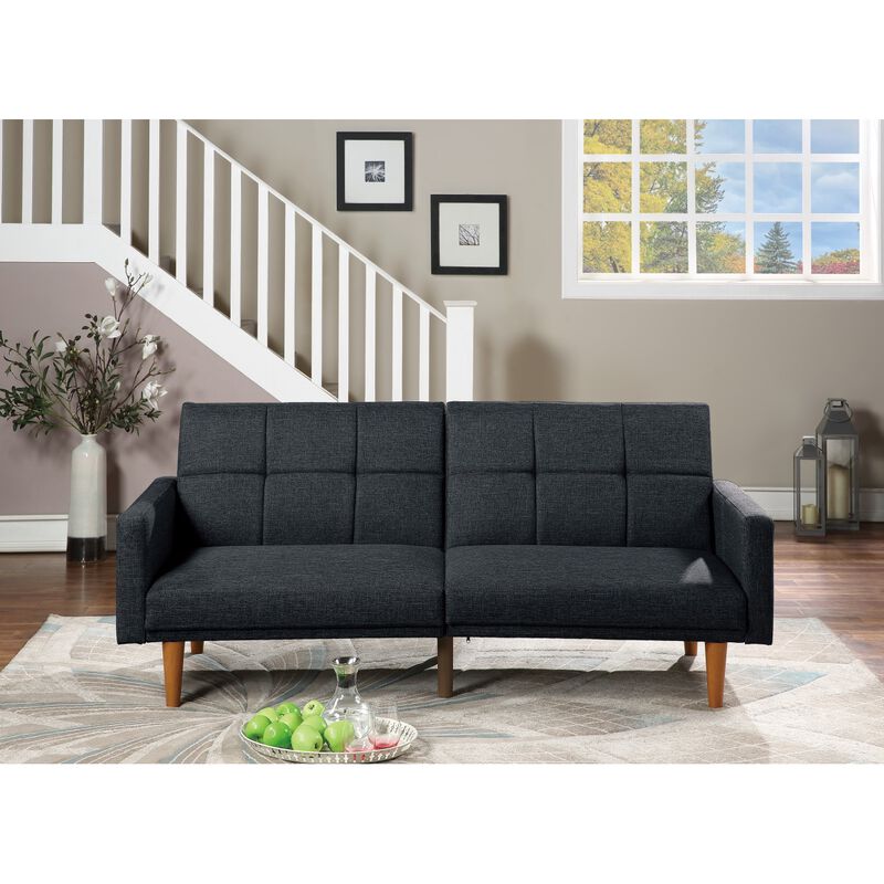 Transitional Black Sofa Bed with Wooden Legs
