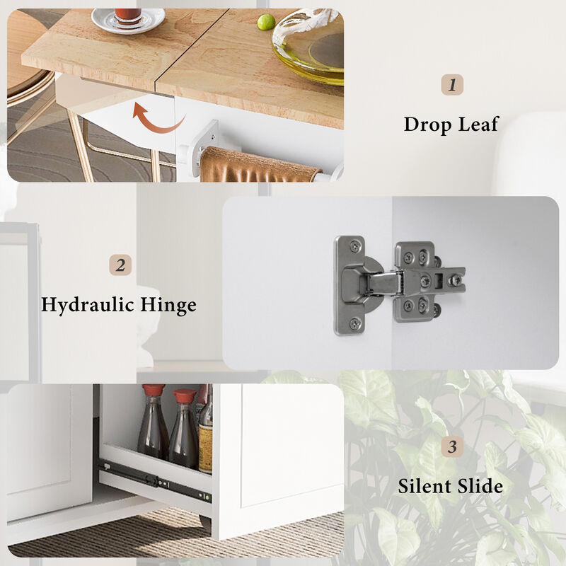 Streamdale Rolling Kitchen Island Cart with Drop Leaf & Storage