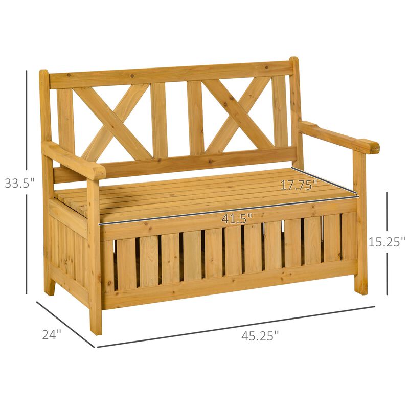 Yellow Outdoor Seating: Wooden Storage Bench with Louvered Panels