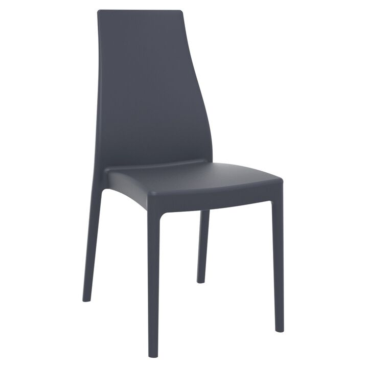 37" Taupe Outdoor Patio Solid High Back Dining Chair
