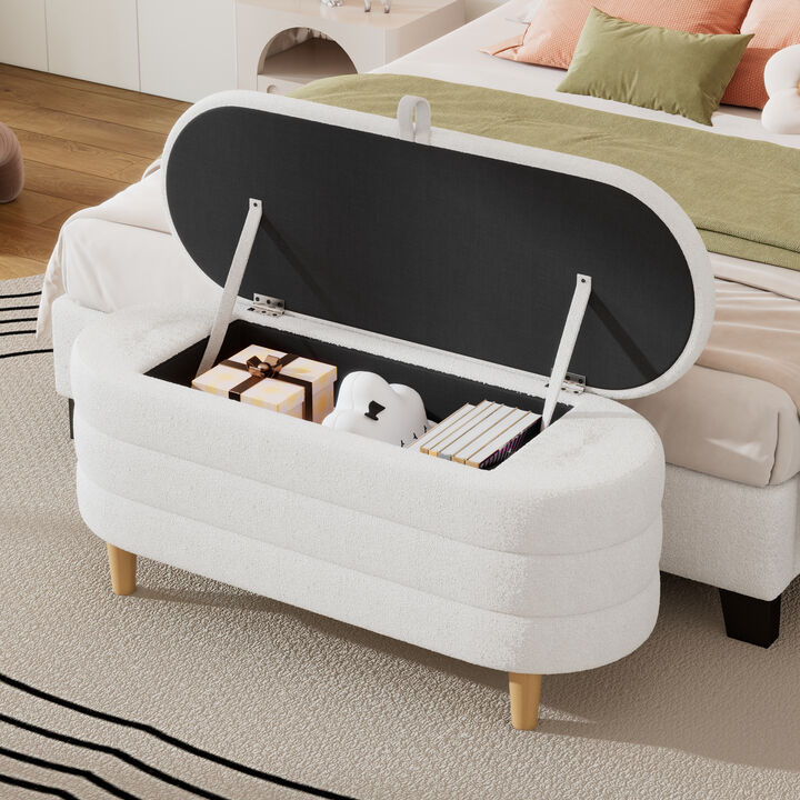 Merax Fabric Storage Ottoman Bench for Bedroom