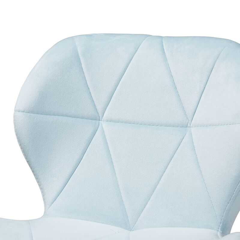 Baxton Studio Savara and Luxe Grey Velvet Fabric and Gold Metal Swivel Office Chair