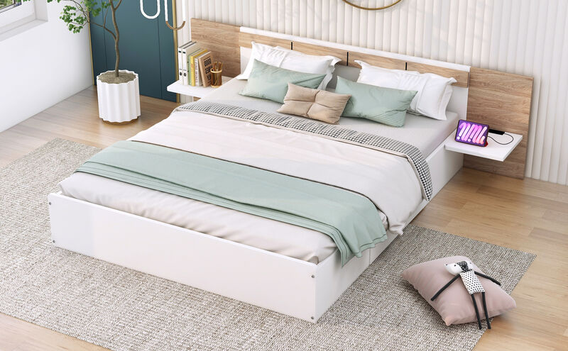 Streamdale Queen Platform Bed with Storage and USB