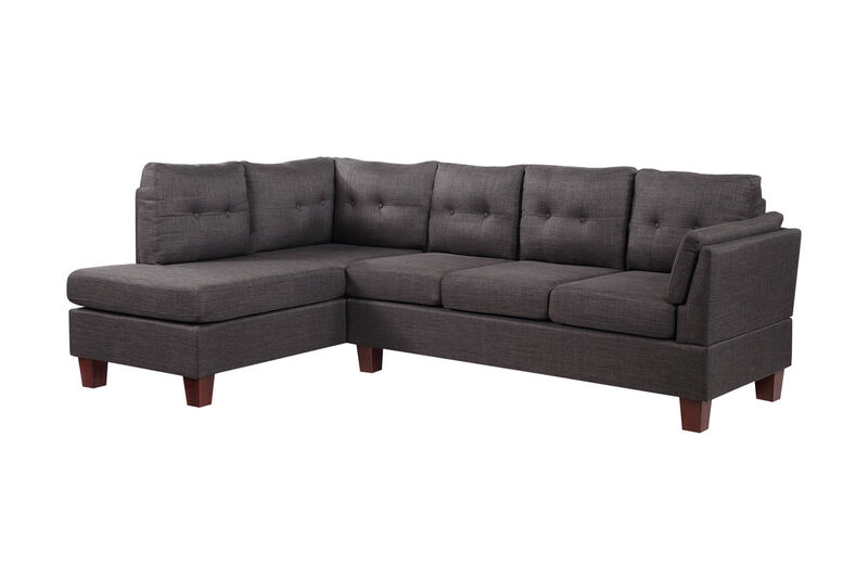 Dalia Dark Gray Linen Modern Sectional Sofa With Left Facing Chaise