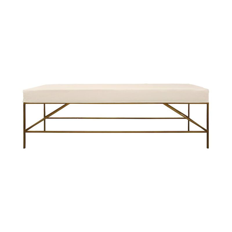 Modern Hill Linen Fabric Upholstered Bench