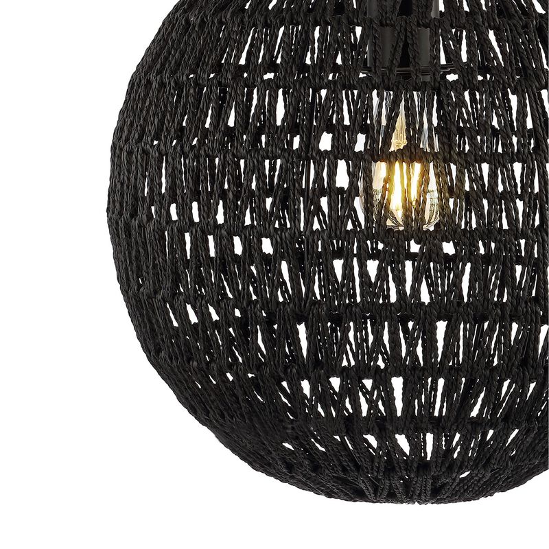 Luna Bohemian Modern Woven Rattaniron LED Pendant