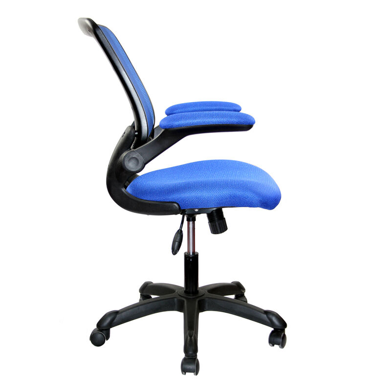 Mesh Task Office Chair With Flip Up Arms, Blue