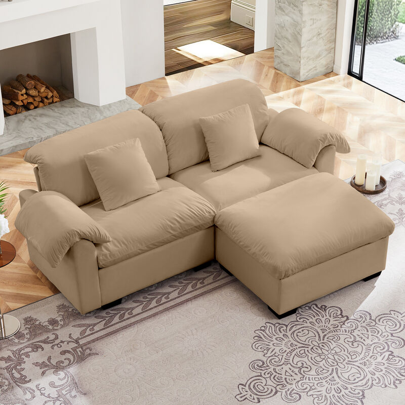 Merax Loveseat Sofa with Storage Reversible Ottoman