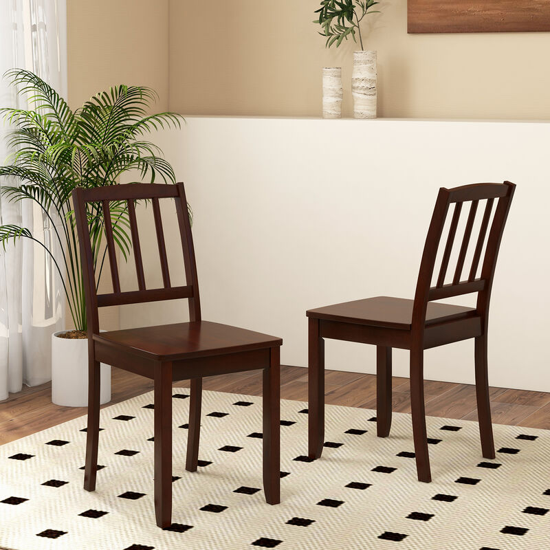 Wood Dining Chair Set of 2 with Rubber Wood Legs