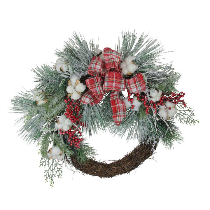 Holly Berry Red and Green Artificial Christmas Wreath - 24-Inch  Unlit