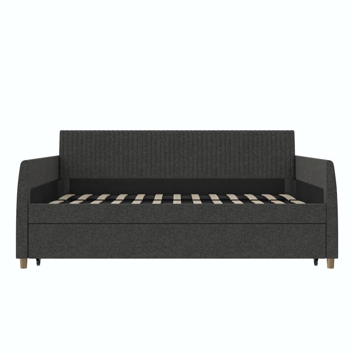 Mr. Kate Daphne Upholstered Daybed with Trundle, Twin/Twin, Dark Gray Linen