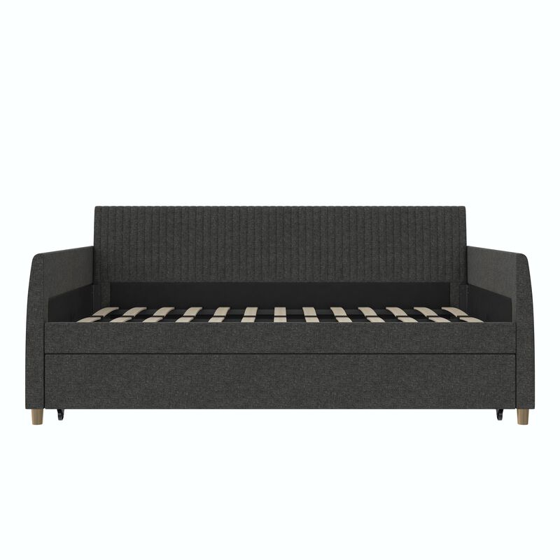 Mr. Kate Daphne Upholstered Daybed with Trundle, Twin/Twin, Dark Gray Linen
