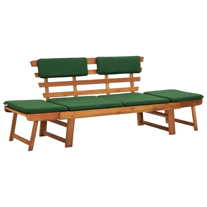 vidaXL Garden Bench with Cushions 2-in-1 74.8" Solid Acacia Wood