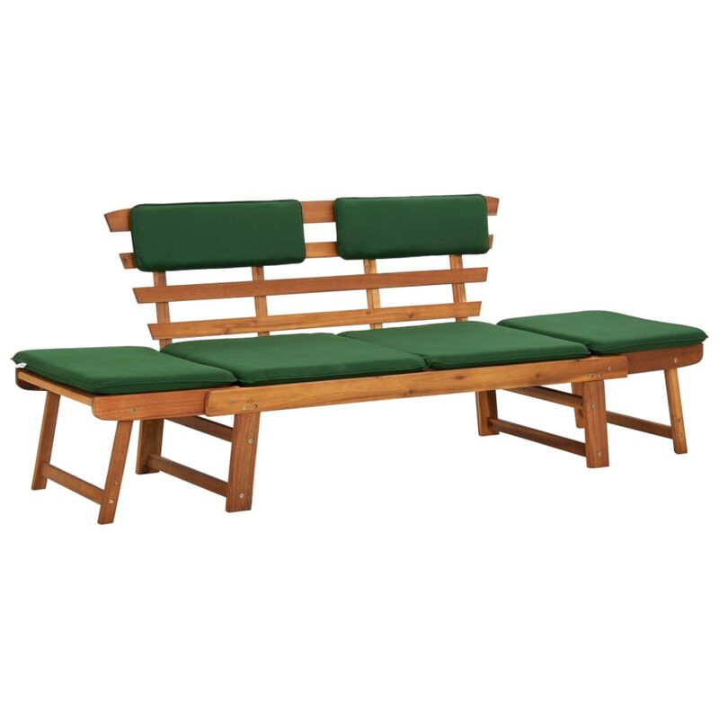 vidaXL Garden Bench with Cushions 2-in-1 74.8" Solid Acacia Wood