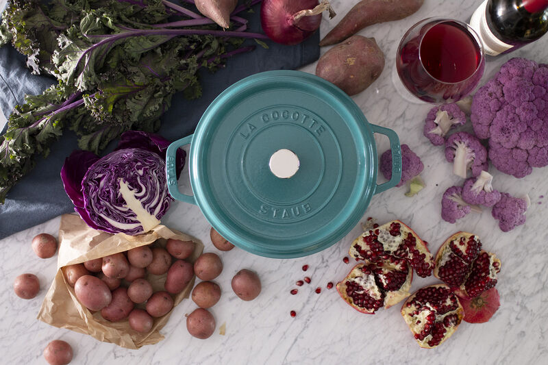 Staub Cast Iron Round Cocotte, Dutch Oven, 4-quart, serves 3-4, Made in France, White