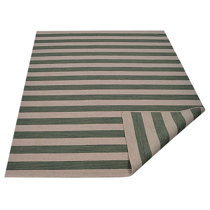 RUGSOTIC CARPETS HAND WOVEN FLAT WEAVE KILIM WOOL ECO-FRIENDLY AREA RUGS  - 6'7''x9'10'', Rectangle Shape, Cream Olive Color, Contemporary Design, Low Pile Handmade Rugs for Living Room (D00107)