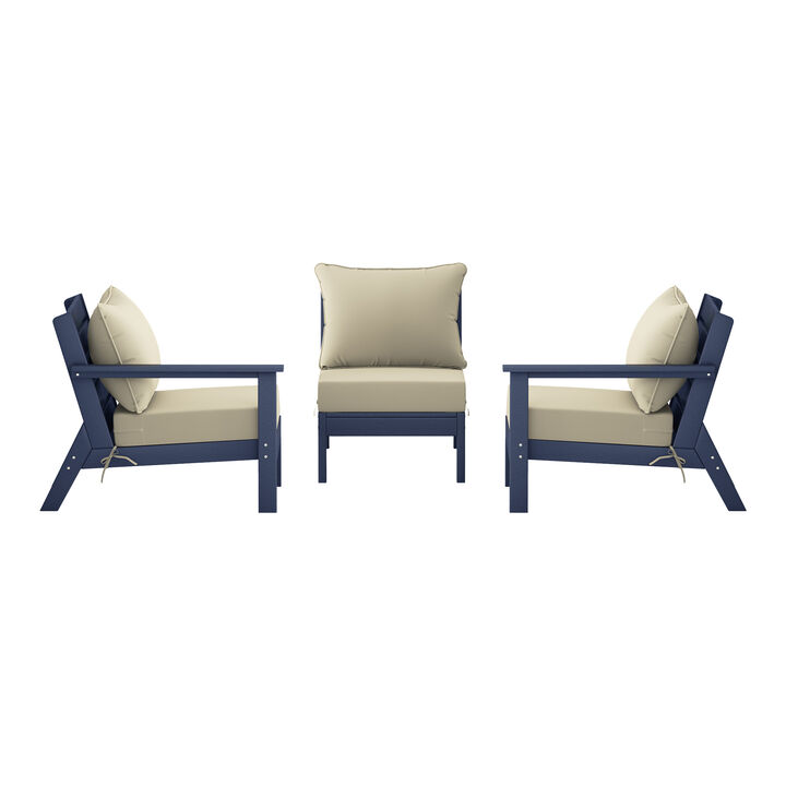 WestinTrends Outdoor Patio HDPE Sectional Sofa with Patio Cushions