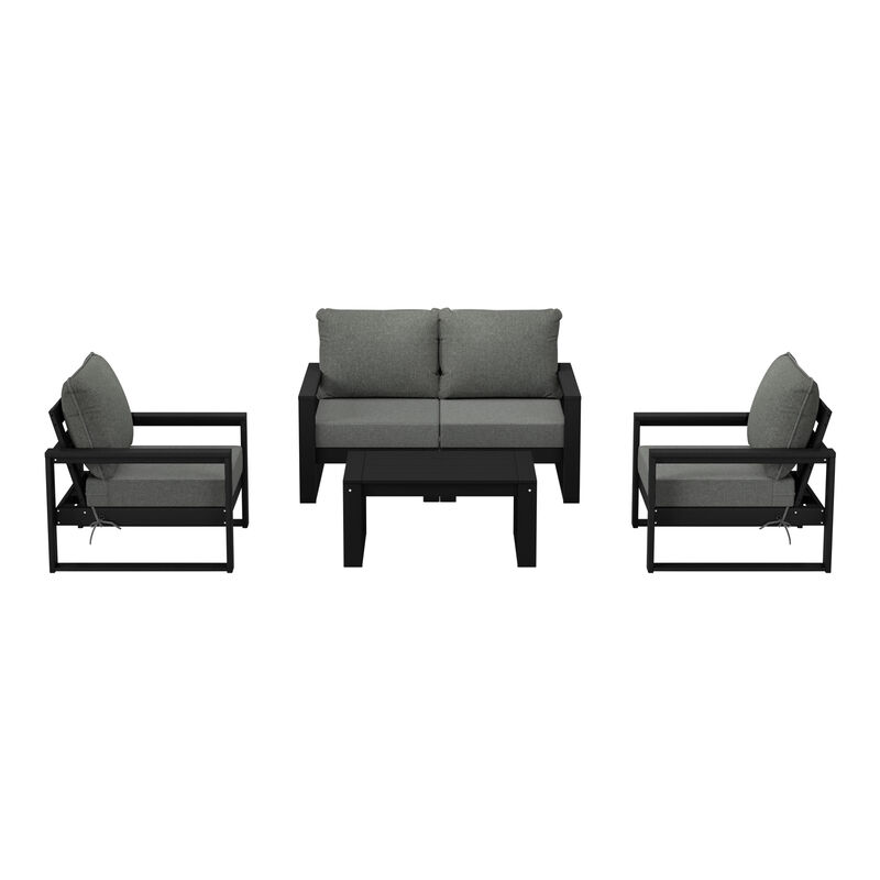 WestinTrends 5-Piece Modern HDPE Outdoor Patio Furniture Sofa Conversation Set with Coffee Table