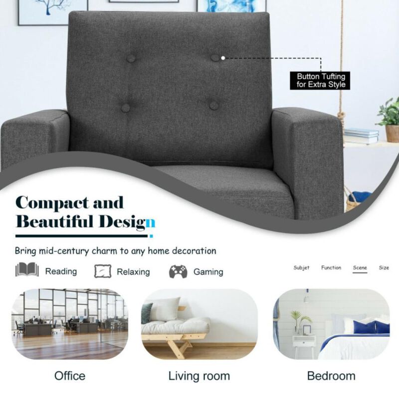 Hivvago Mid-Century Upholstered Armchair Club Chair with Rubber Wood Legs