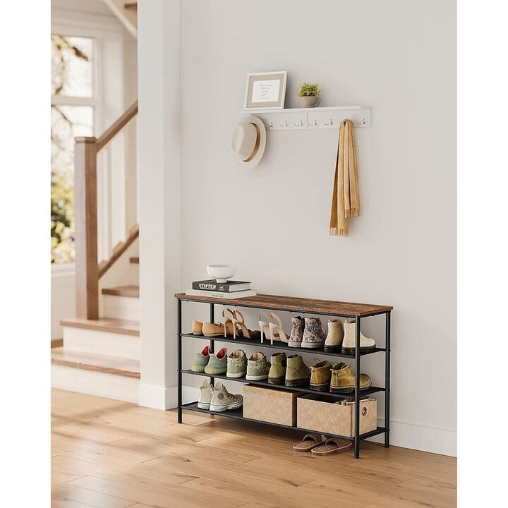 4 Tier Shoe Rack with 3 Fabric Shelves